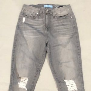 7 for all mankind high waist skinny ankle gray jeans